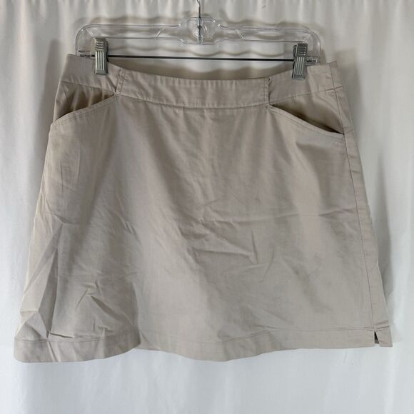 Nike Golf Skirt Women's Medium 10 Khaki Lined Zip Back Pockets Dri Fit - Picture 1 of 7